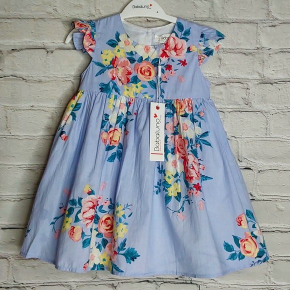 'BABALUNO MINOTI' FLORAL DRESS FULLY LINED PUFFER SLIP RUFFLE-SLEEVE & BLOOMERS